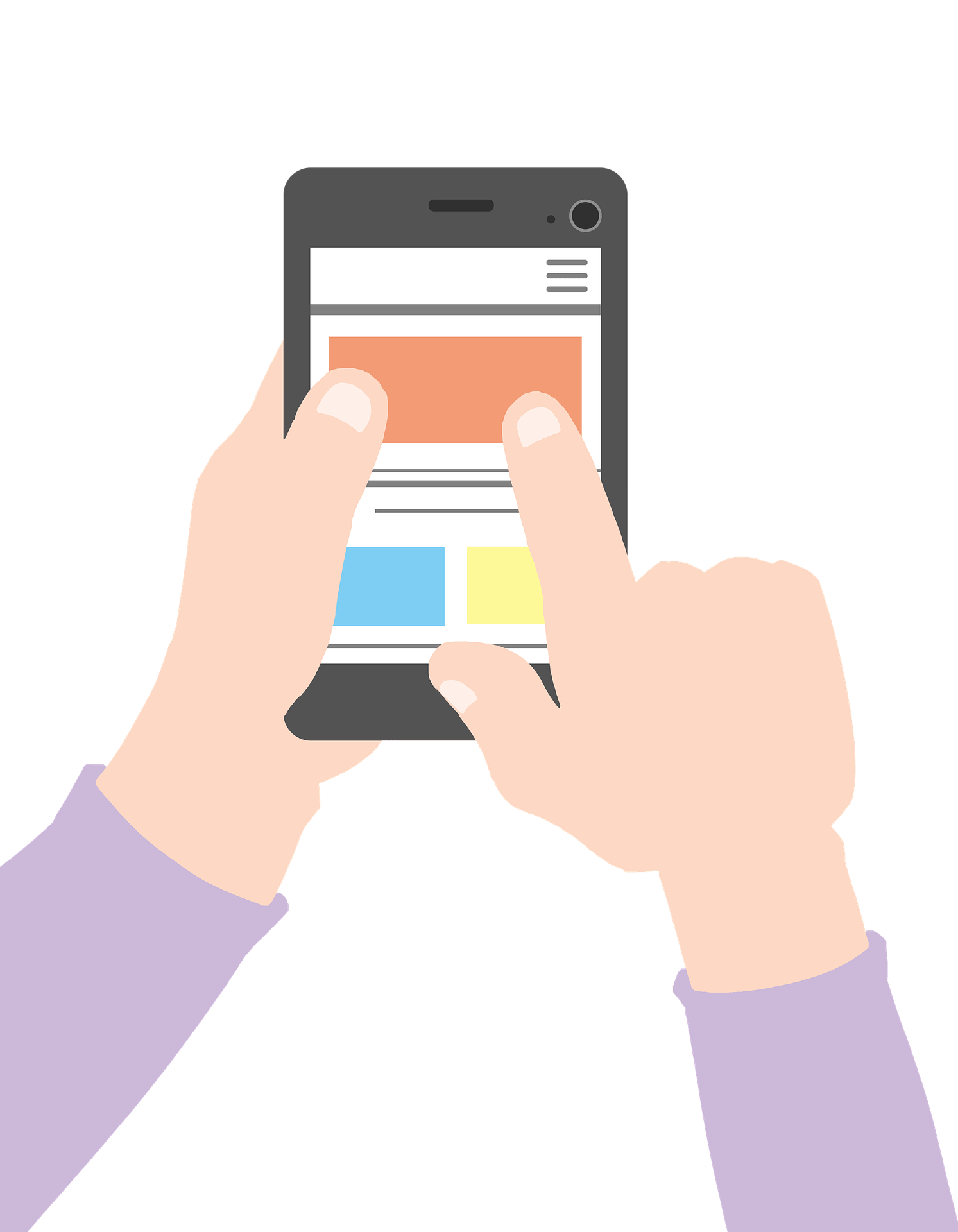 Illustration von zwei Händen die ein Smartphone bedienen