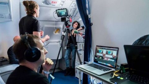Livestream Produktion an Board eines Flugzeugs durch den Livestream Anbieter vsonix