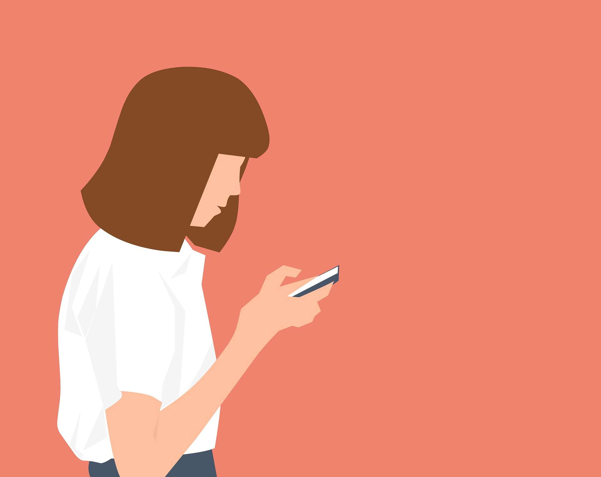 Illustration einer jungen Frau, die ihr Smartphone bedient