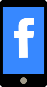 Ein illustriertes Smartphone. Auf dem Bildschirm ist das Facebook Logo zu sehen.