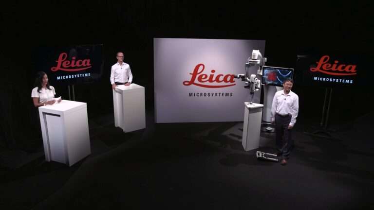 Drei Personen stellen in einem Livestream Produkte von Leica vor